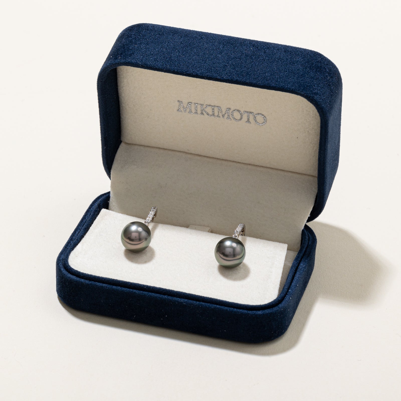 Mikimoto Classic Elegance Black South Sea Pearl and Diamond Earrings | 10-10.5mm Pearls, 0.20ctw Diamonds | Luxury Jewelry for Women, Perfect for Weddings, Anniversaries & Special Occasions