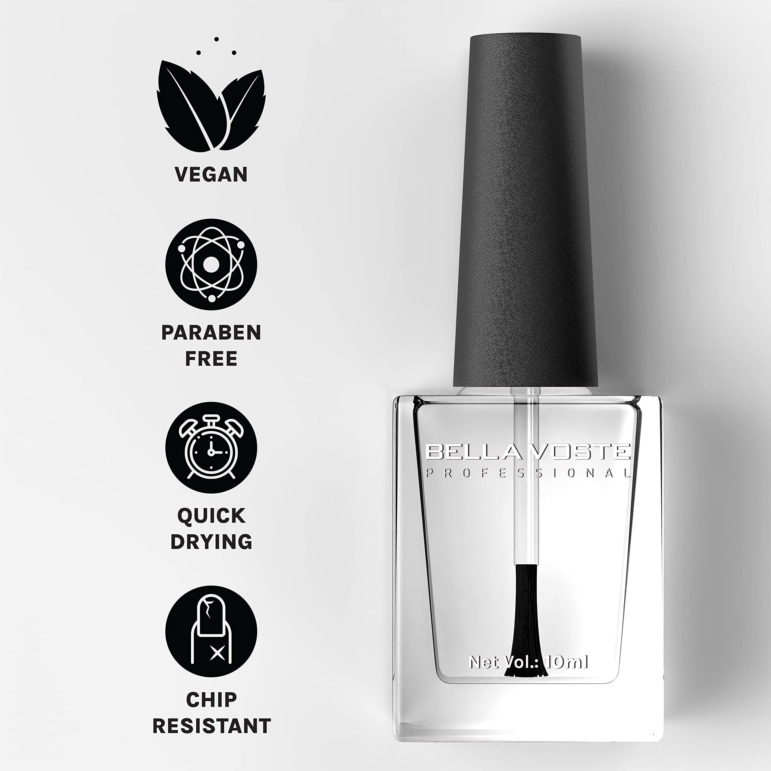 Bella Voste Professional Base & Top Coat for Easy Nail Polish Application - Long-Lasting Shine & Protection for Manicures & Pedicures at Home or Salon