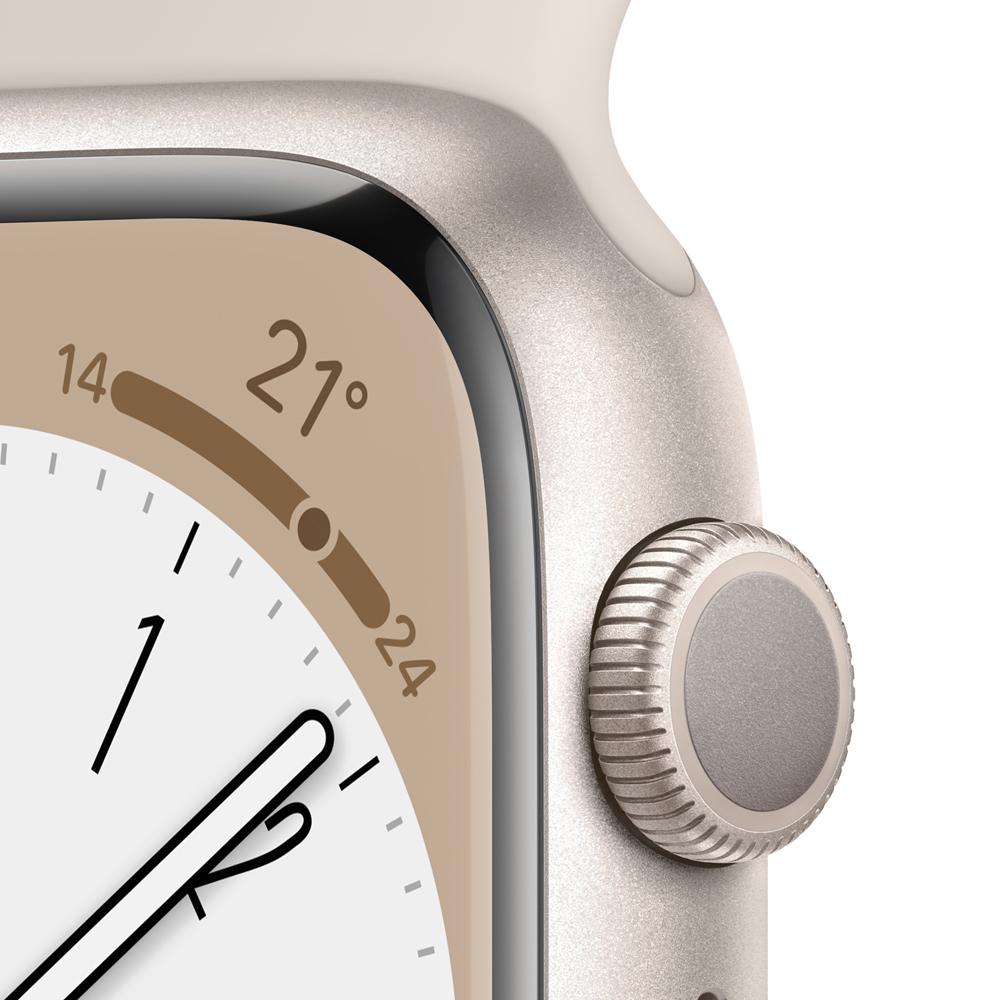 Apple Watch Series 8 (GPS) 41mm Aluminum Case in Starlight with White Starlight Sport Band - Perfect for Fitness Tracking, Workouts & Everyday Wear