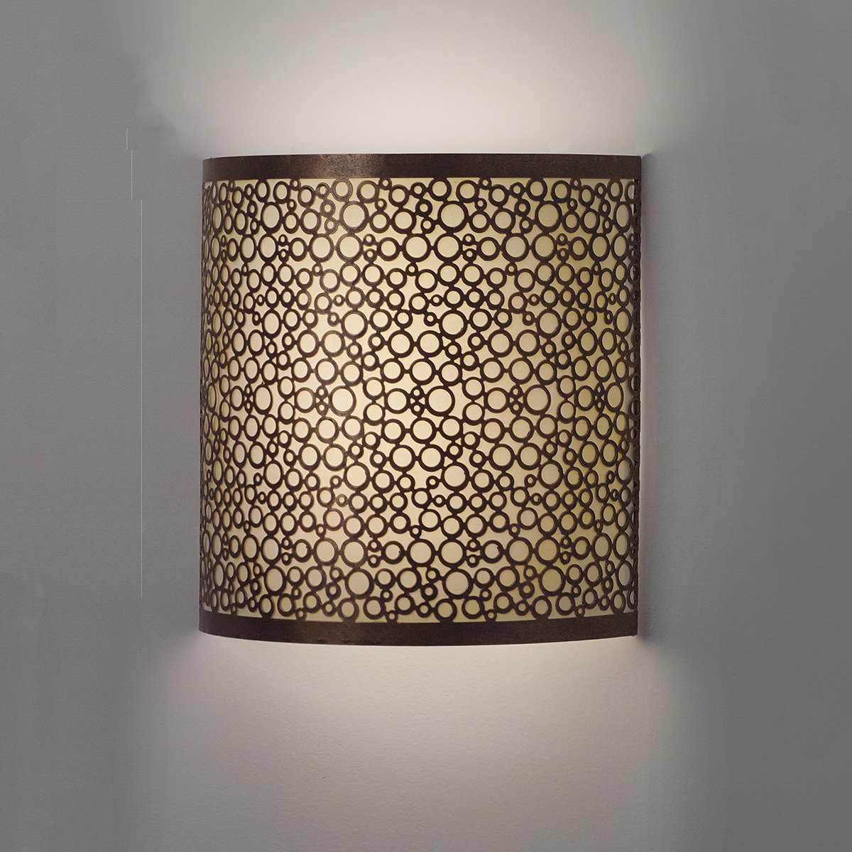 IEL-2900 Olita Barrel Wireless Wall Sconce - Amber Glass LED Battery-Operated Light Fixture for Bedroom, Hallway & Outdoor Patio Decor