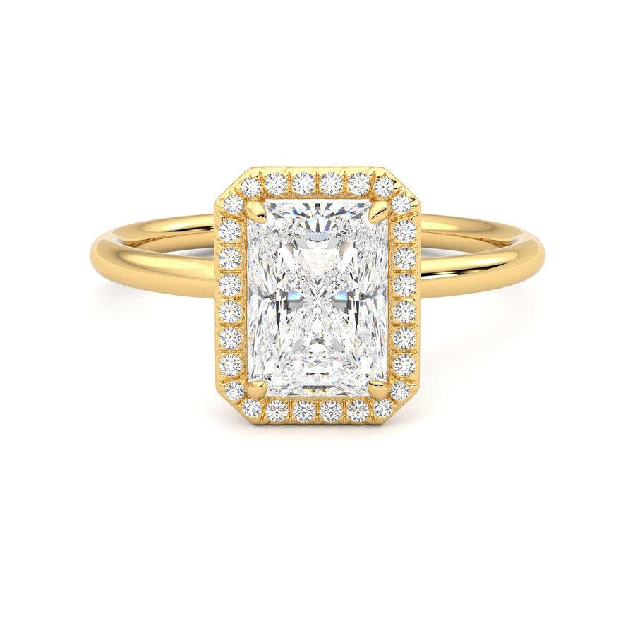Stunning Radiant Cut Halo Moissanite Engagement Ring with Hidden Anniversary Stone - Perfect for Proposals, Anniversaries & Special Occasions