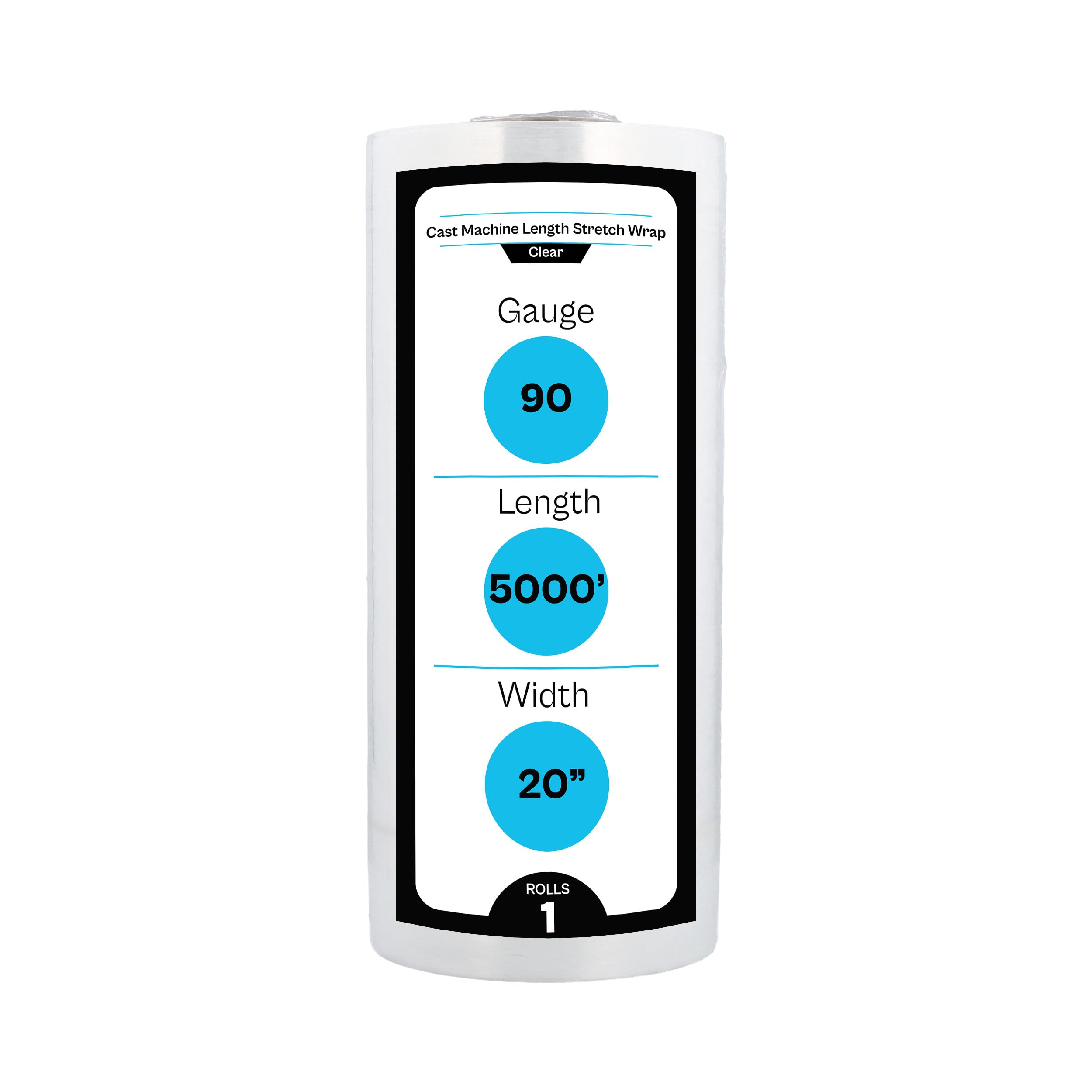 MMBM Pallet Stretch Wrap - 19.7 Inch x 5000 Feet, 90 Gauge Clear Plastic Cling Film (1 Roll) for Industrial Machine Use | Heavy-Duty Shipping, Warehouse & Logistics Packaging Solution