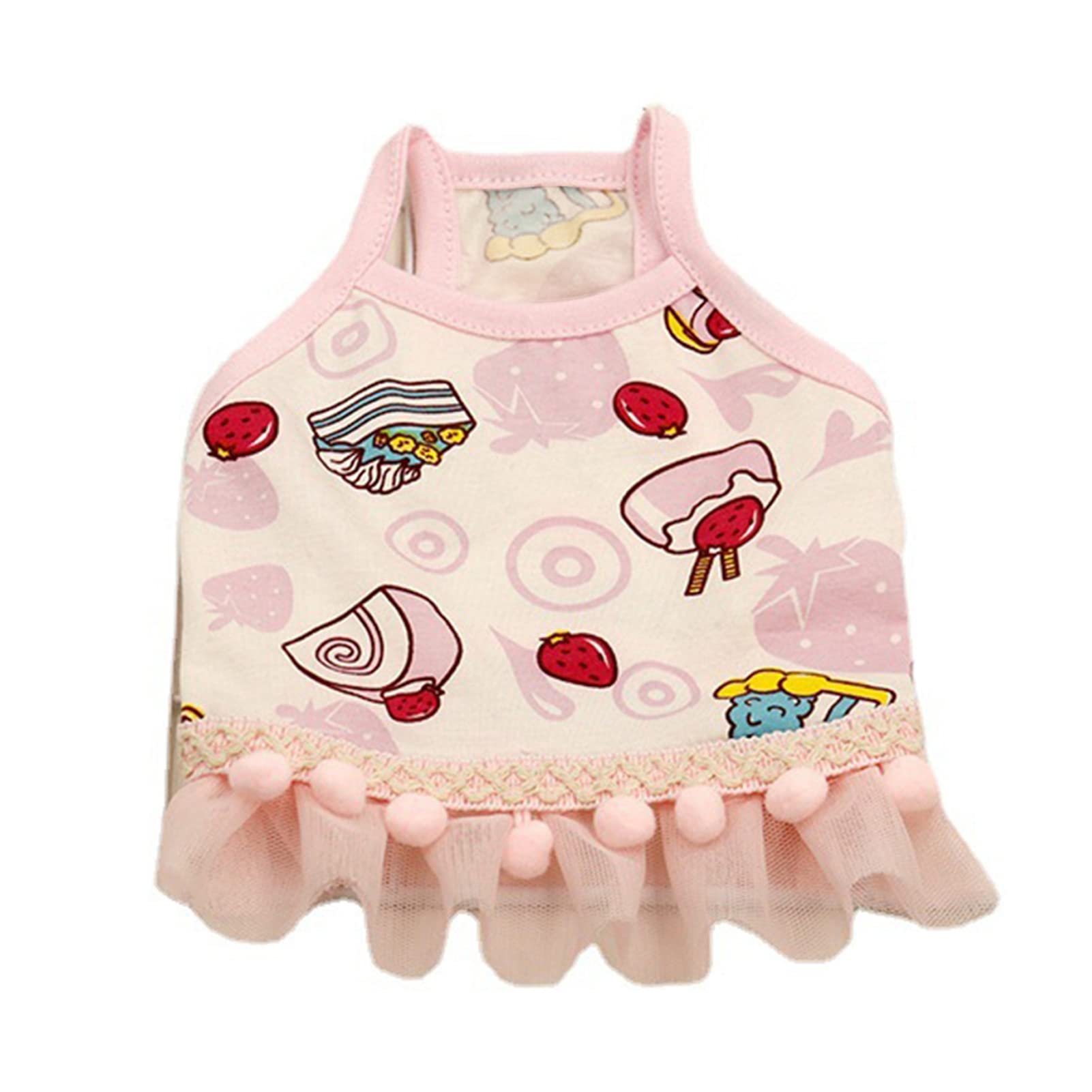 Fuqudun Pet Dog Cat Cotton T-Shirt with Lace Trim for Outdoor Play