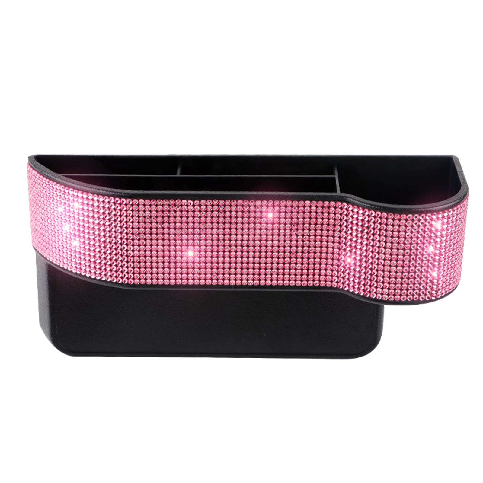 Diamond Crystal Car Seat Organizer - Console Side Pocket Storage Pouch for Cellphone, Wallet & Keys | Bling Bling Auto Gap Filler Caddy (Pink, Passenger Side) | Perfect for Road Trips & Daily Commutes