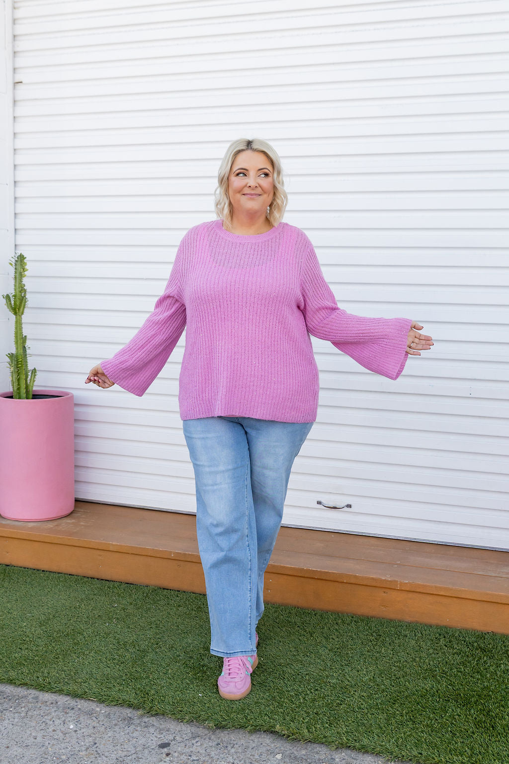 Regina Knit in Sherbet Sparkle - Women's Fashion Knitwear for Casual & Party Wear | Soft & Glittery Sweater for Date Nights & Holiday Outfits