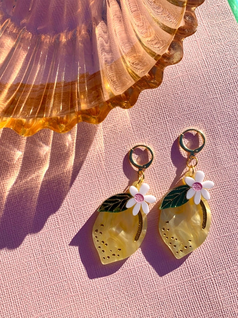 Not Picasso Lemon Earrings - Dainty Citrus Fruit Stud Earrings for Women, Fashion Jewelry Gift for Her | Perfect for Summer, Parties & Everyday Wear