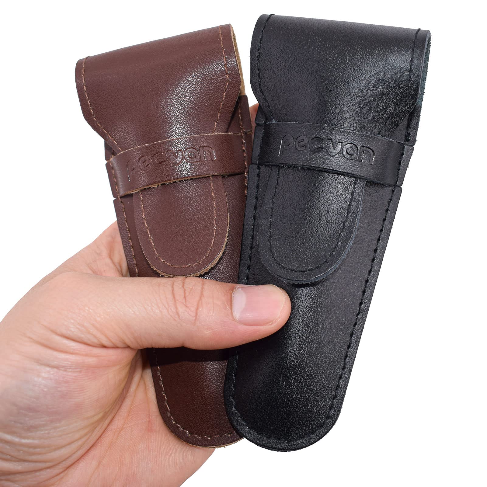Pecvan Genuine Leather Safety Razor Travel Case - Premium Brown Leather Protective Holder for Double Edge Razor Blades | Perfect for Men's Grooming, Travel & Storage | Durable & Stylish Razor Accessory