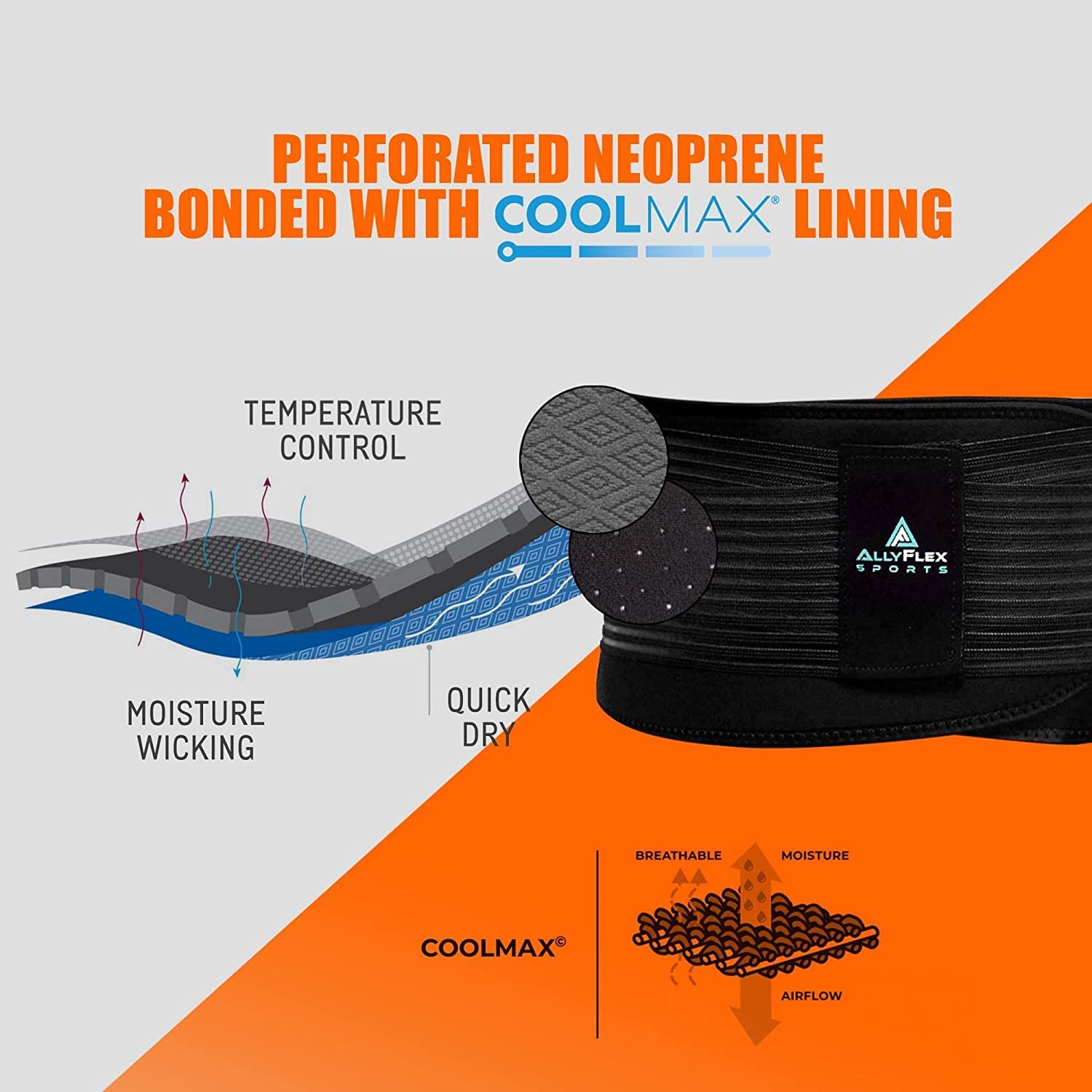 AllyFlex Sports® Back Brace with Hot & Cold Therapy - Dual Lumbar Support Belt for Lower Back Pain Relief - Adjustable XS/S (23