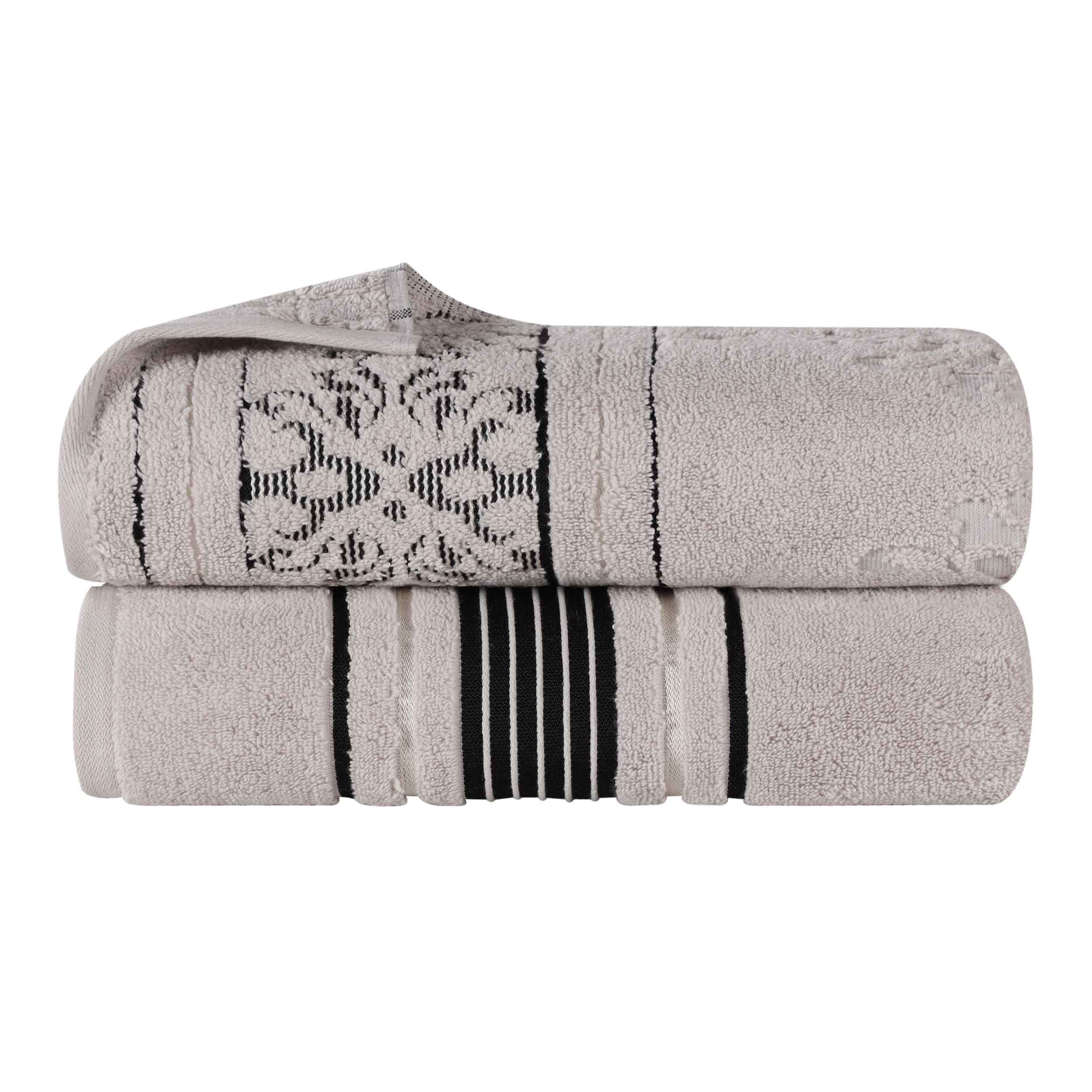 Premium 100% Zero Twist Cotton Bath Sheet Set of 2 - Ultra Soft & Absorbent Solid & Jacquard Floral Towels for Spa, Luxury Bathroom & Guest Use