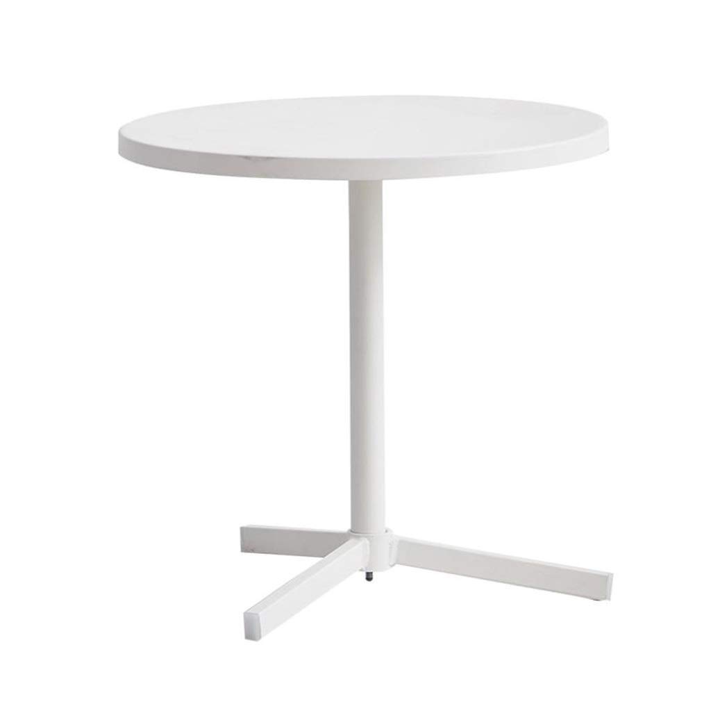 Round Wrought Iron Side Table - 18 Inch Small Coffee Table, End Table, Sofa Table for Living Room, Bedroom, Patio - Multi-Functional Accent Table (White) - Perfect for Coffee, Tea, Books & Decor