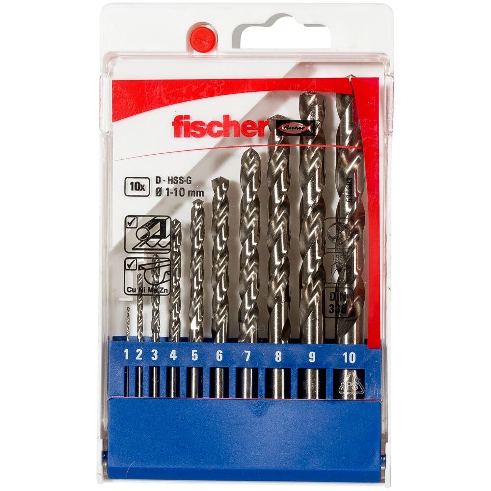 High-Speed Steel (HSS-G) Drill Bit Set 1-10mm - 10-Piece Metal Drill Bits for Steel, Wood & Plastic - Professional Precision Tools for DIY, Construction & Metalworking Projects