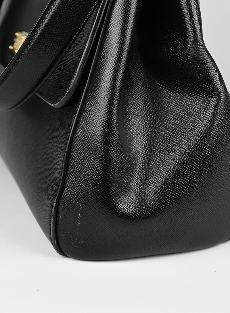 Dolce & Gabbana Sicily Leather Handbag - Black Genuine Leather Women's Purse for Work, Travel & Evening Events