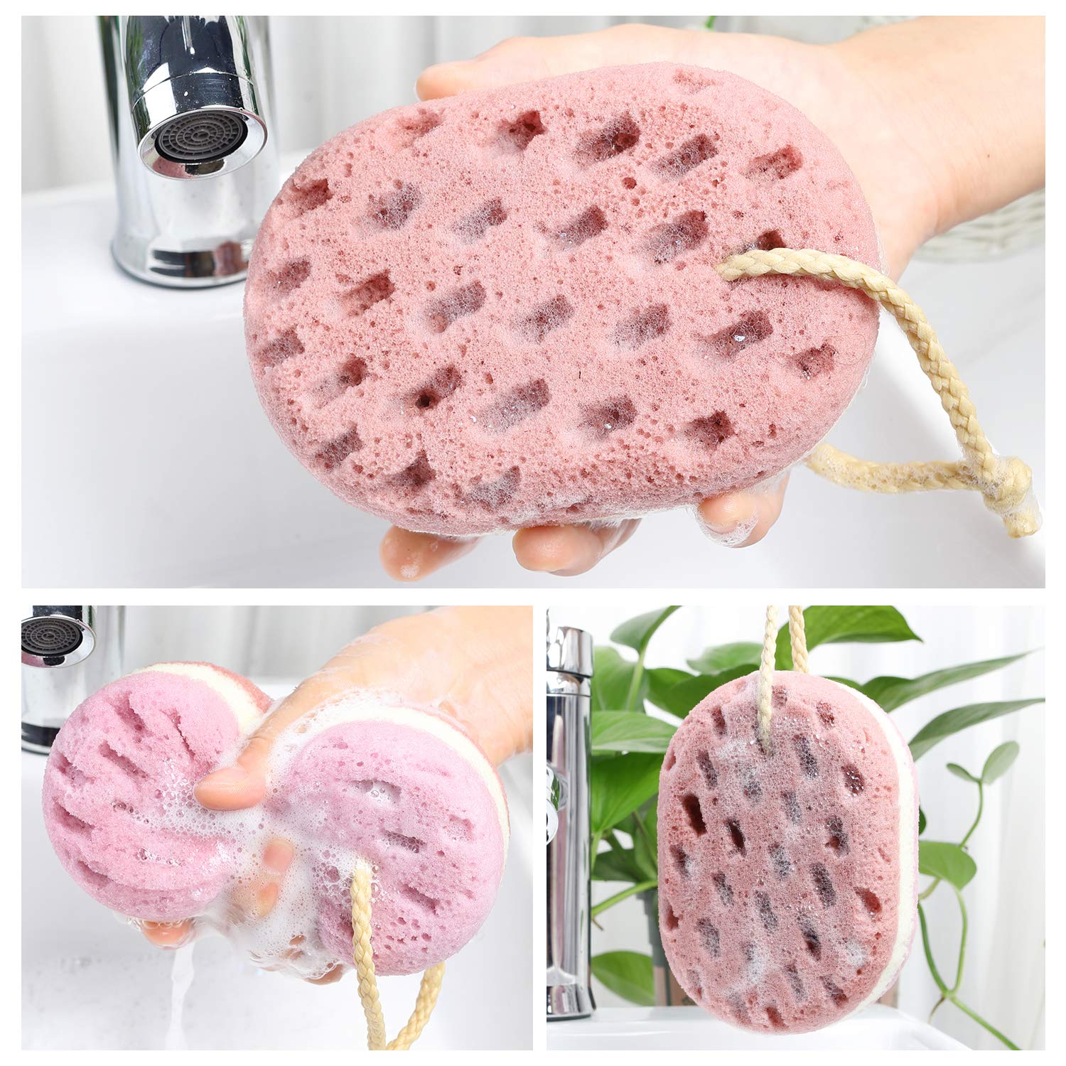 3 Pack Exfoliating Bath Sponges for Women & Men - Soft Loofah Body Scrubber for Adults & Kids - Gentle Shower Sponge for Body Wash & Skin Care - Perfect for Daily Bathroom Use & Travel Accessories (Small Size)
