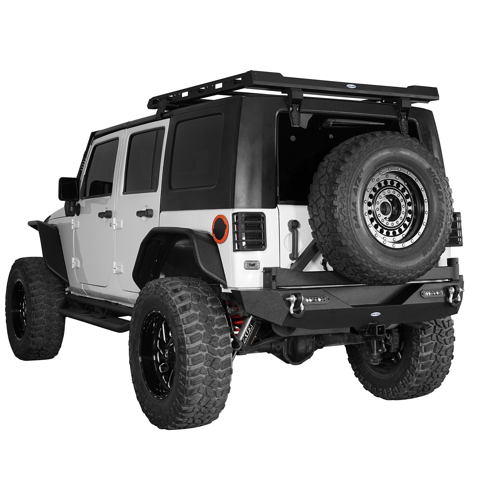 2007-2018 Jeep Wrangler JK Full Width Front Bumper & Rear Bumper with Tire Carrier - Heavy Duty Off-Road Protection for Jeep Wrangler JK - Perfect for Rock Crawling, Overlanding & Off-Road Adventures