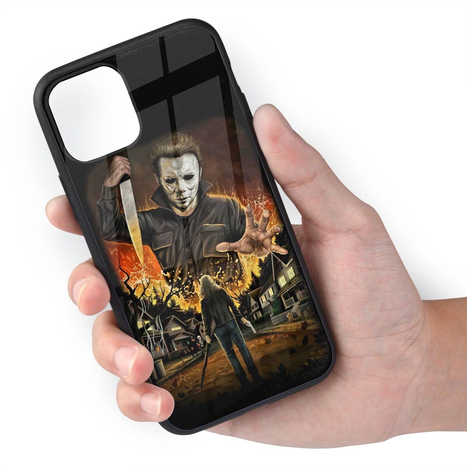 Michael Myers Halloween Horror iPhone 11 Case - Shockproof TPU + Tempered Glass Cover for iPhone 11/11 Pro/11 Pro Max - Perfect for Horror Fans & Halloween Costume Accessories