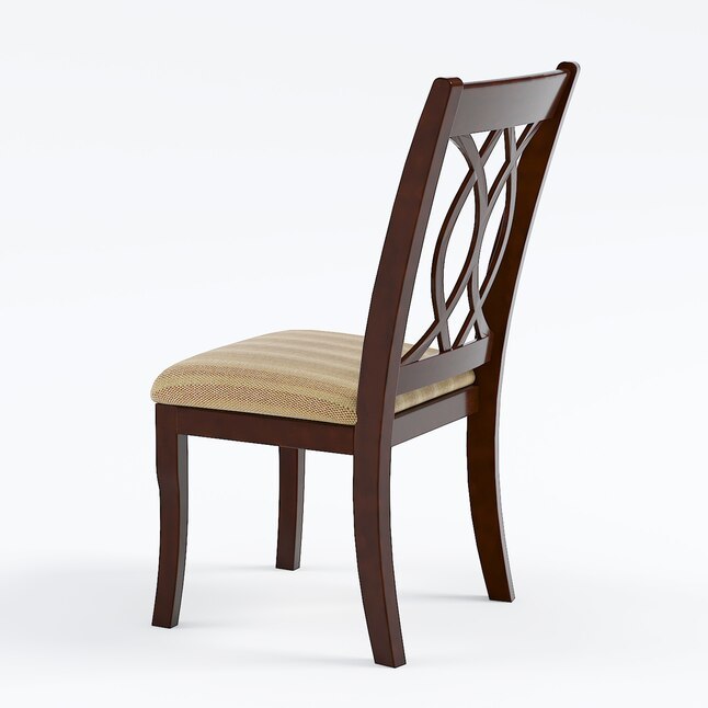 Classic Transitional Dining Chairs Set of 2 - Brown Cherry Solid Wood with Padded Fabric Seat - Elegant Side Chairs for Dining Room - Perfect for Family Dinners & Entertaining Guests