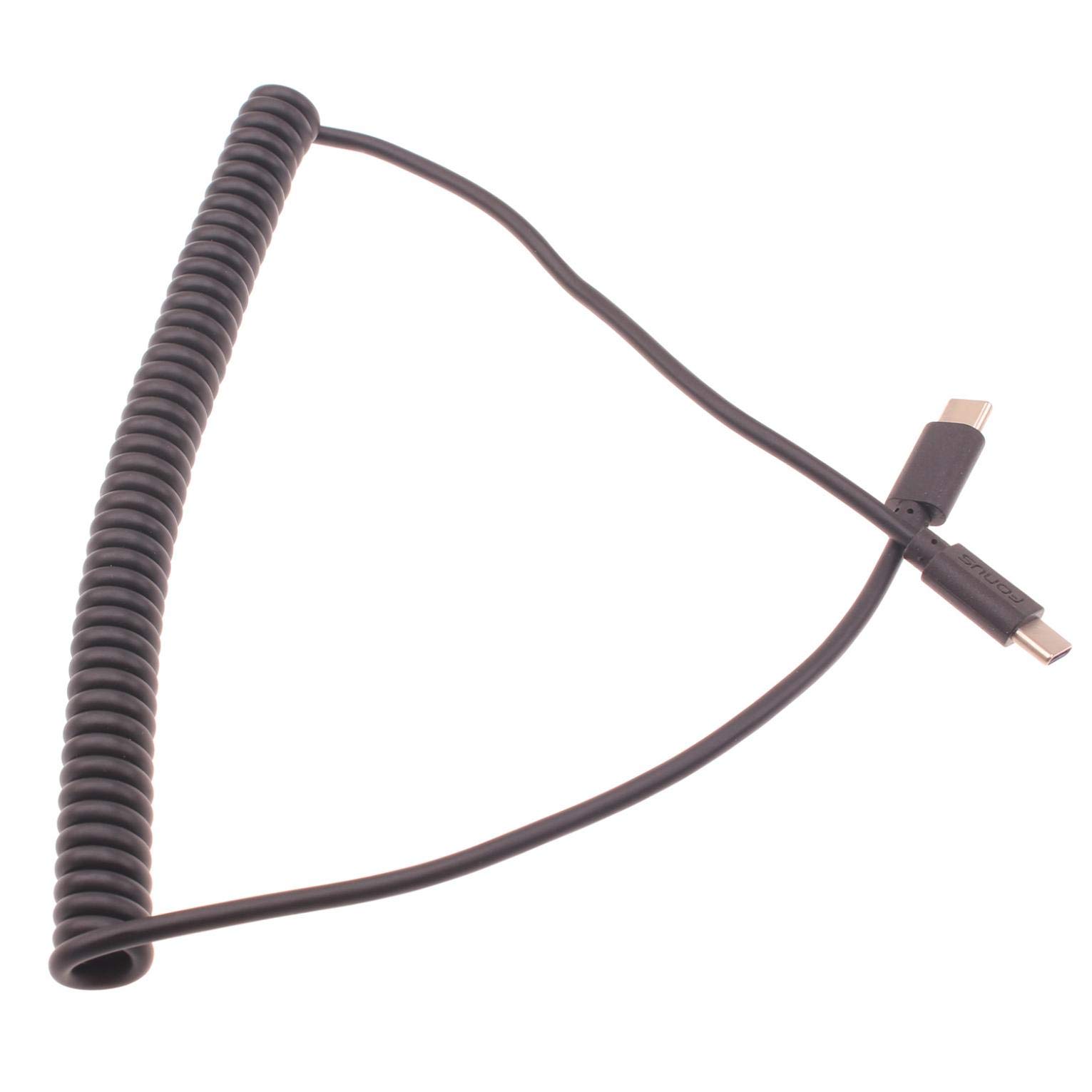 Premium 6ft Coiled USB-C to USB-C Fast Charging Cable for LG V60, V50S, V50 ThinQ 5G - High-Speed Data Sync & Power Delivery - Durable Black Charger Cord for Home, Office & Travel Use