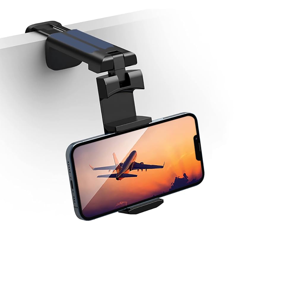 360° Rotatable Adjustable Phone Holder - Universal Foldable & Retractable Mobile Phone Stand for Car, Desk, Travel, Home & Office Use - Black