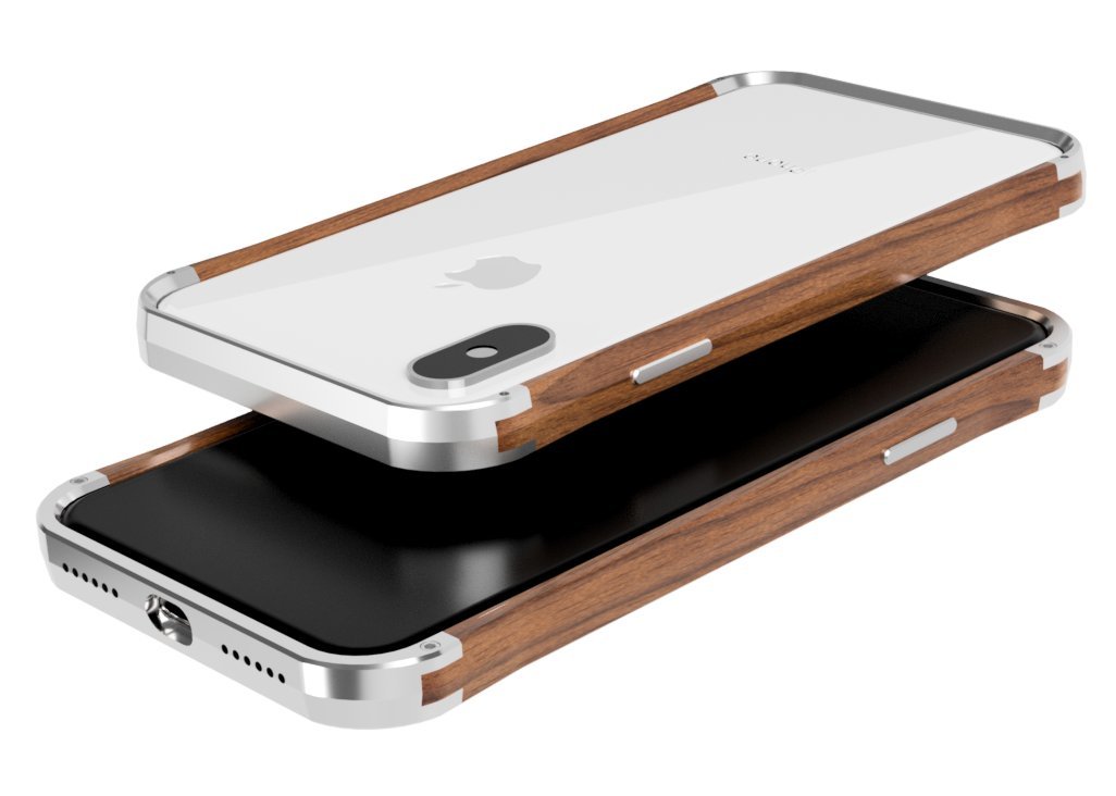 Premium VESEL iPhone Xs Max Case - Slim Silver & Walnut Wood Design | Durable Protection for Everyday Use, Work & Travel