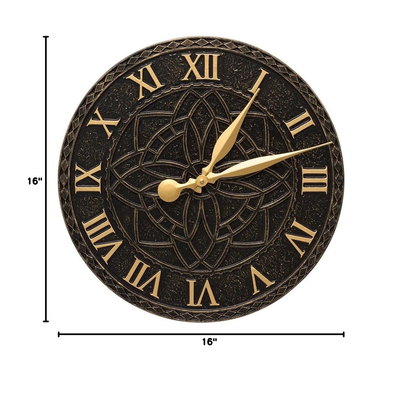 Whitehall Artisan 16 Inch Indoor Outdoor Wall Clock - Large Decorative Clock for Living Room, Kitchen, Patio & Garden - Weather Resistant