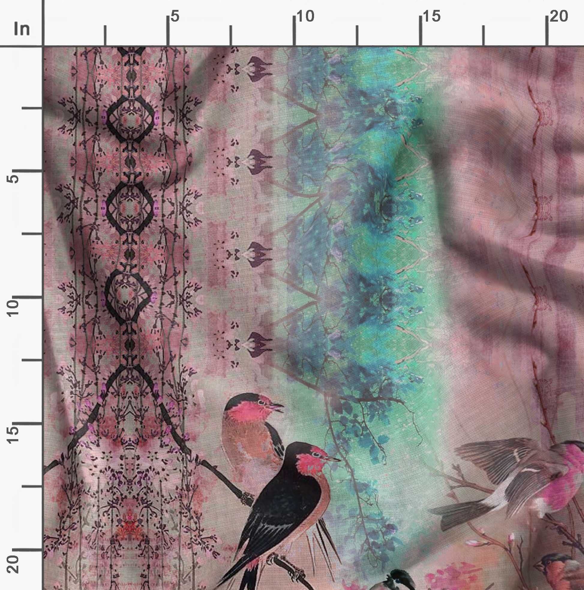 Soimoi Rayon Orange Fabric by The Yard - 42 Inch Wide Peacock Bird Print Fabric - Majestic Elegance for Dresses, Scarves & Home Decor