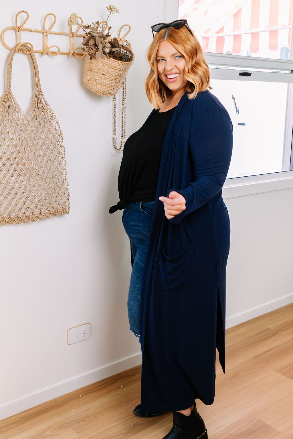 Navy Blue Jane Cardigan for Women - Soft Knit Sweater for Fall & Winter - Perfect for Office, Casual Outfits & Cozy Evenings