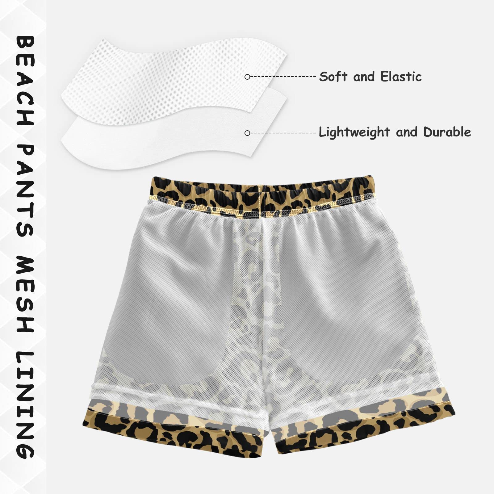 **Boys Swim Trunks with Leopard Print - Quick-Dry Beach Board Shorts for Kids & Toddlers - Perfect for Swimming, Surfing, and Summer Vacations**