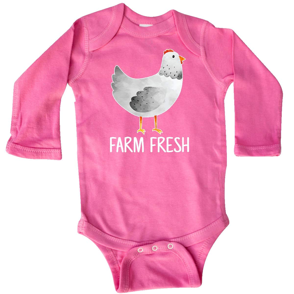 Inktastic Farming Chicken Farm Fresh Long Sleeve Baby Bodysuit - Cute Farm Animal Outfit for Newborns & Infants - Perfect for Family Farm Visits, Photo Shoots & Playtime