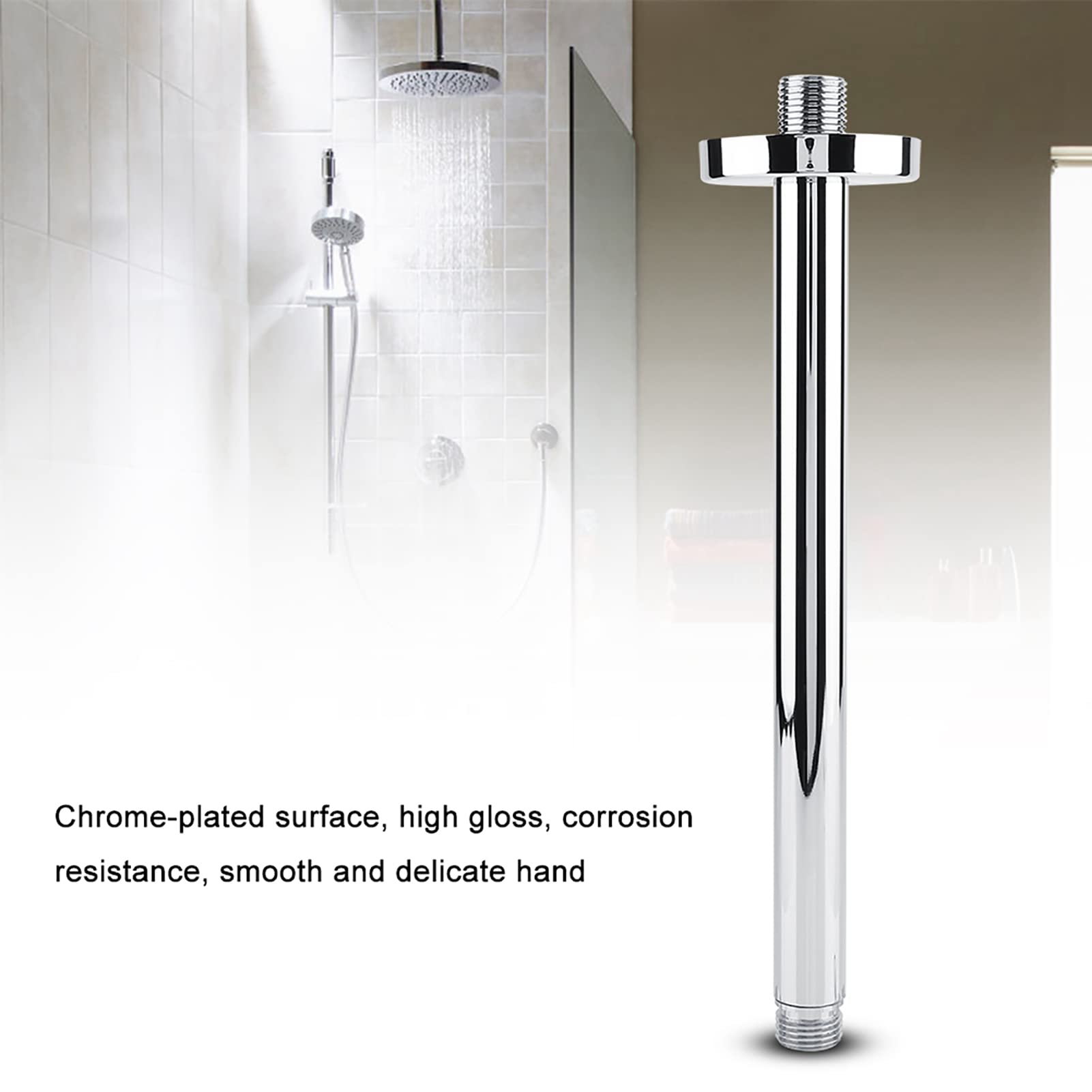 Stainless Steel Shower Arm - 12 Inch Wall Mount for Bathroom Shower - Perfect for Ceiling & Extension Use