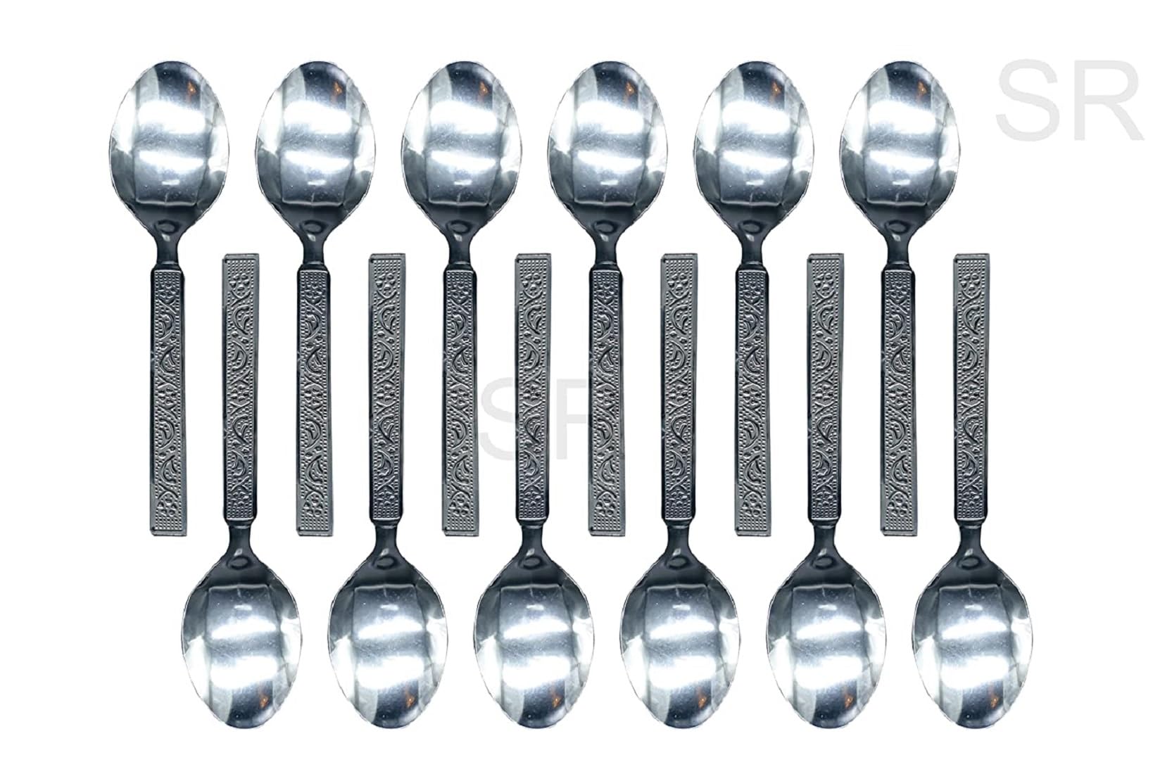 Premium Stainless Steel Table Spoons Set of 12 - Elegant Ergonomic Handle Design for Dining, Restaurants & Kitchen Use - Durable & Dishwasher Safe Flatware