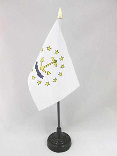 AZ FLAG Rhode Island Mini Table Flag 4'' x 6'' (15 x 10 cm) - US State Desk Flag with Golden Spear Top - Perfect for Office Decor, Home Display & Patriotic Events
