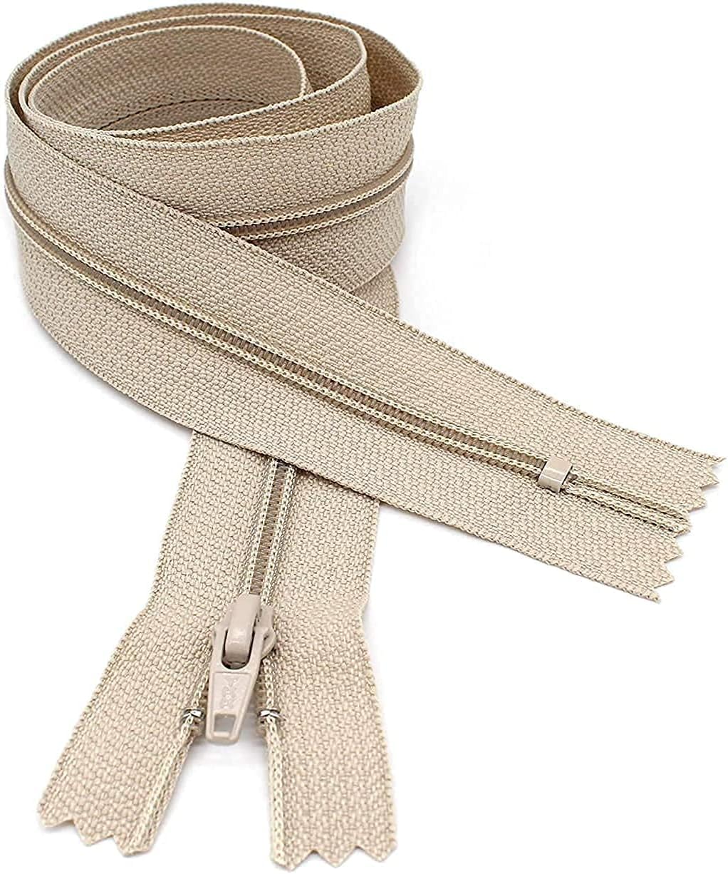 YKK #4.5 Coil Slipcover Upholstery Closed Bottom Zipper - 22 Inch Beige #572 (1-Pack) - Perfect for Furniture Covers, Cushion Replacement & DIY Home Decor Projects