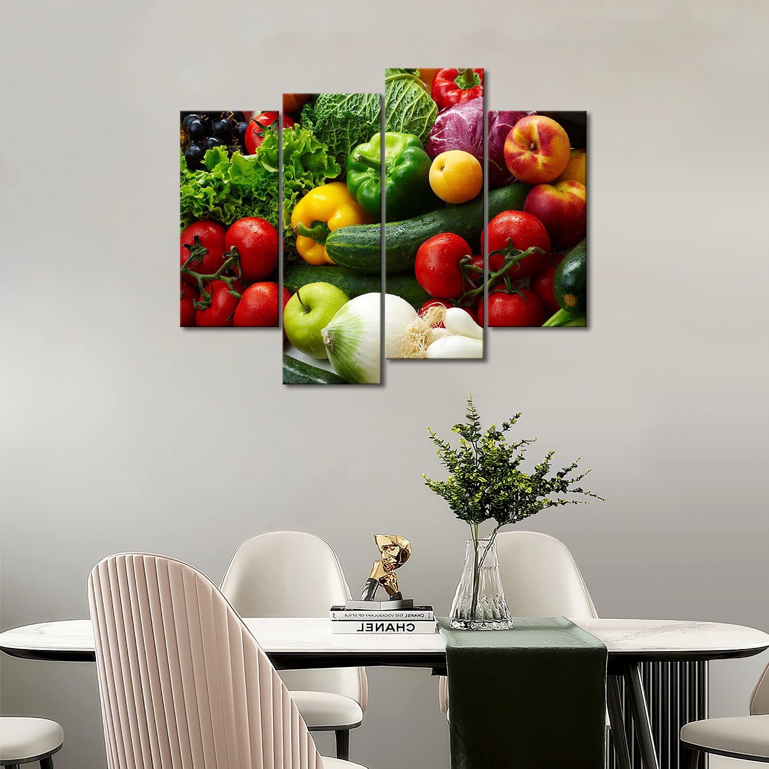 Vibrant Vegetable & Fruit Canvas Wall Art - Modern Food Painting Print for Kitchen, Dining Room & Home Decor | Healthy Eating & Farmhouse Style