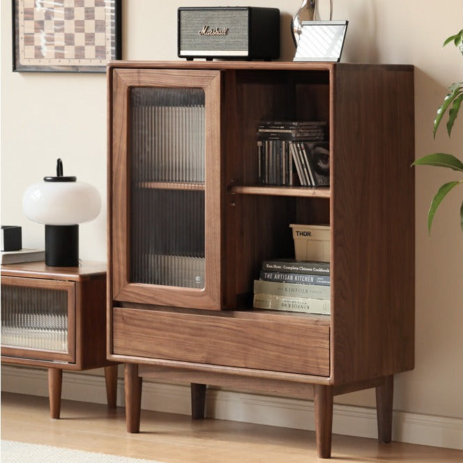 Premium Black Walnut Solid Wood Side Cabinet - North American FAS Grade Hardwood - Perfect for Living Room, Bedroom & Office Storage