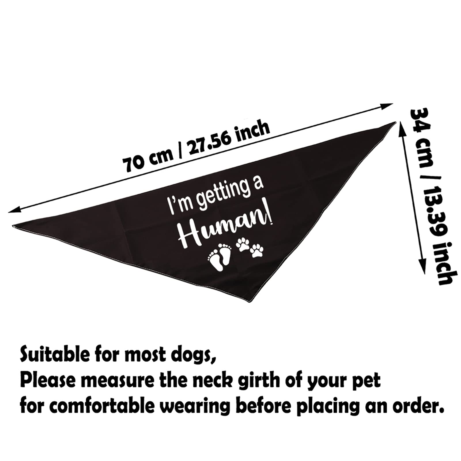 1 Piece 'I'm Getting A Little Human' Dog Bandana - Pregnancy Announcement & Baby Shower Gift (Black) - Perfect for Gender Reveals, Maternity Photos & Pet Announcements