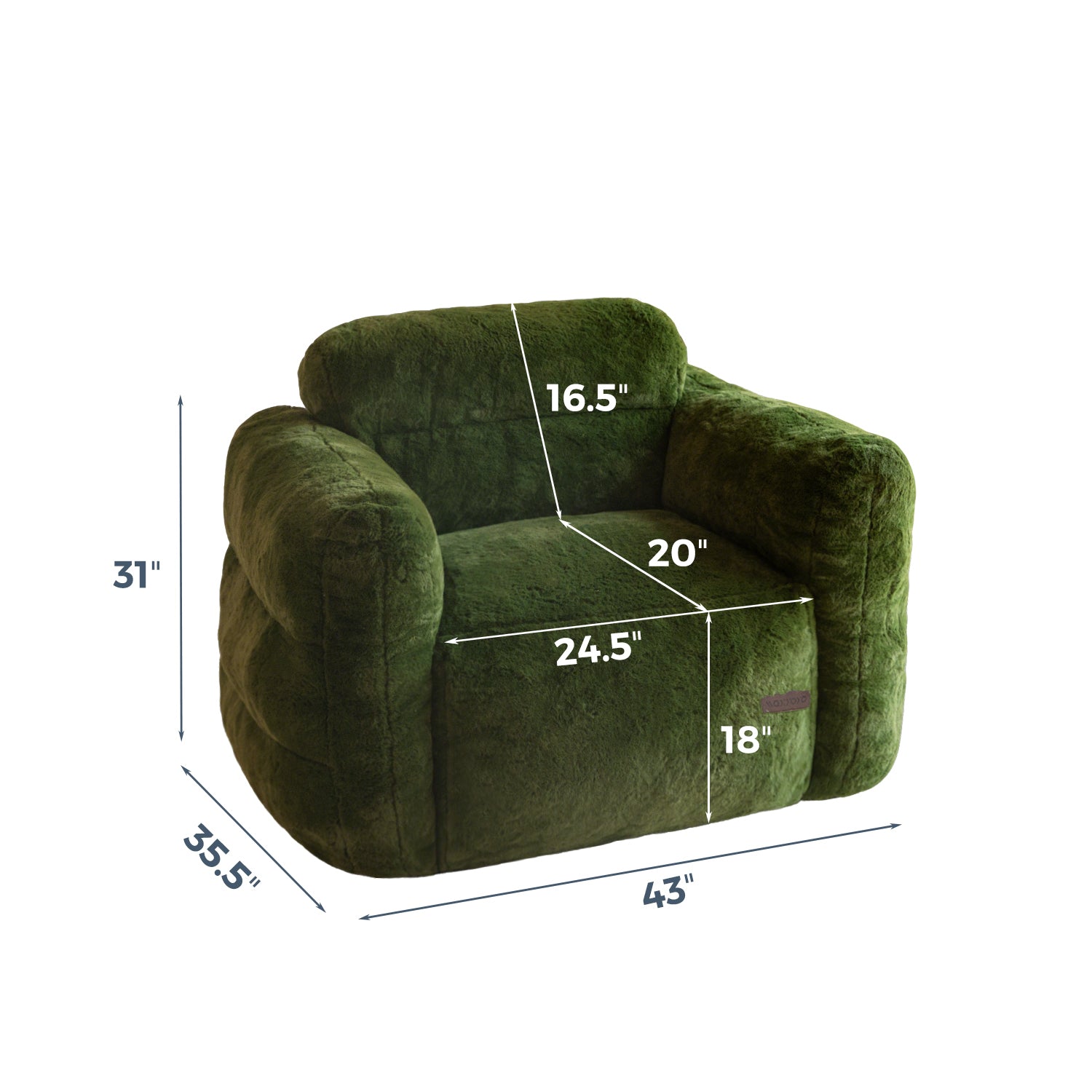 MAXYOYO Giant Bean Bag Chair - Ultra Soft Faux Fur Oversized Lounger for Adults & Teens, Green - Perfect for Bedroom, Living Room, Game Room & Dorm Relaxation