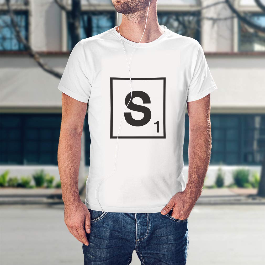 Custom Monogram Letter S Graphic T-Shirts for Men - 100% Cotton Soft Tee - Perfect for Casual Wear, Gifts & Scrabble Lovers