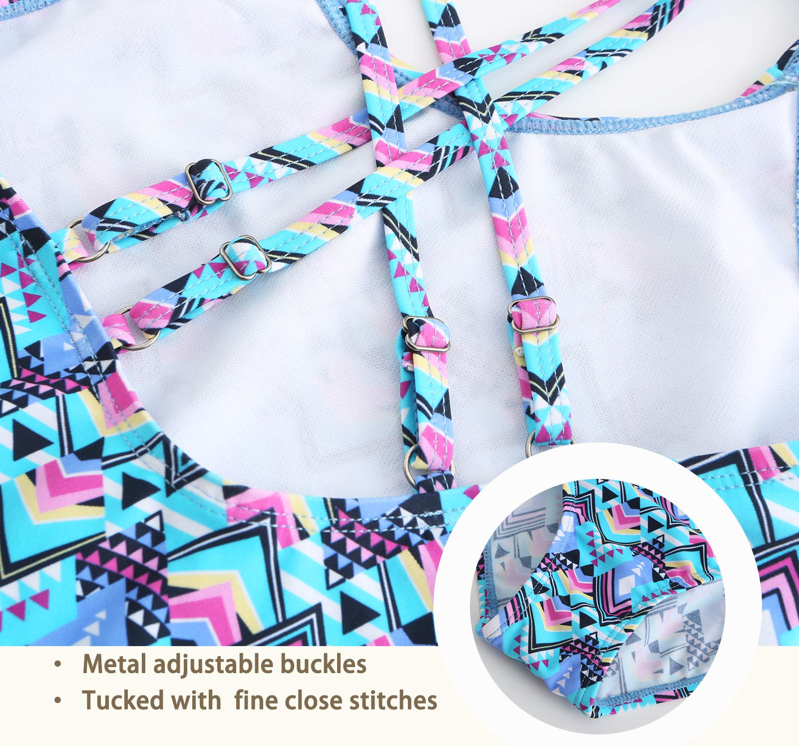 Girls' Striped Rainbow One Piece Swimsuits - Cute Bathing Suit for Kids, Beach, Pool & Summer Water Activities