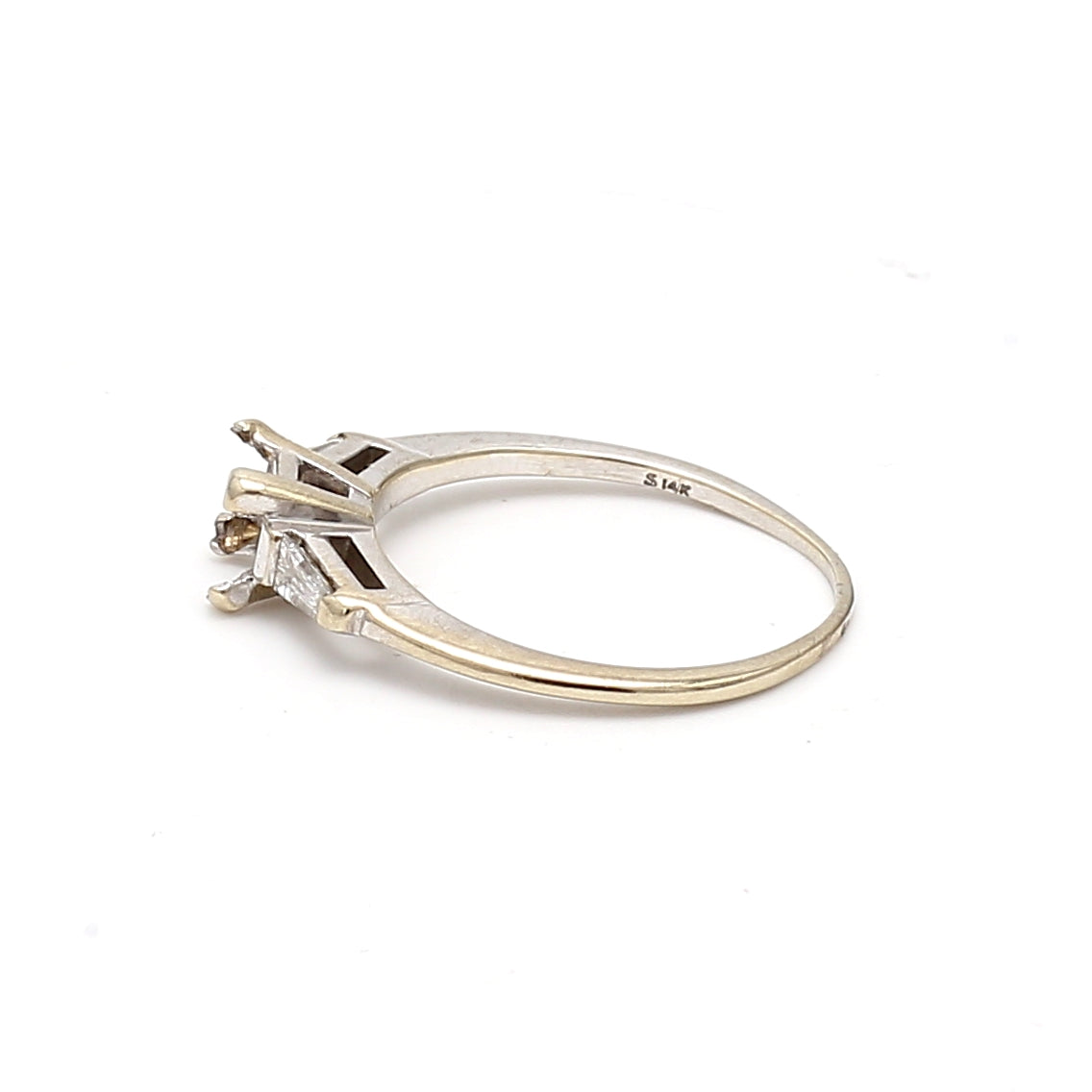 0.20 Carat Tapered Baguette Diamond Ring in 14K White Gold Semi Mount - Elegant Engagement & Wedding Ring for Women
