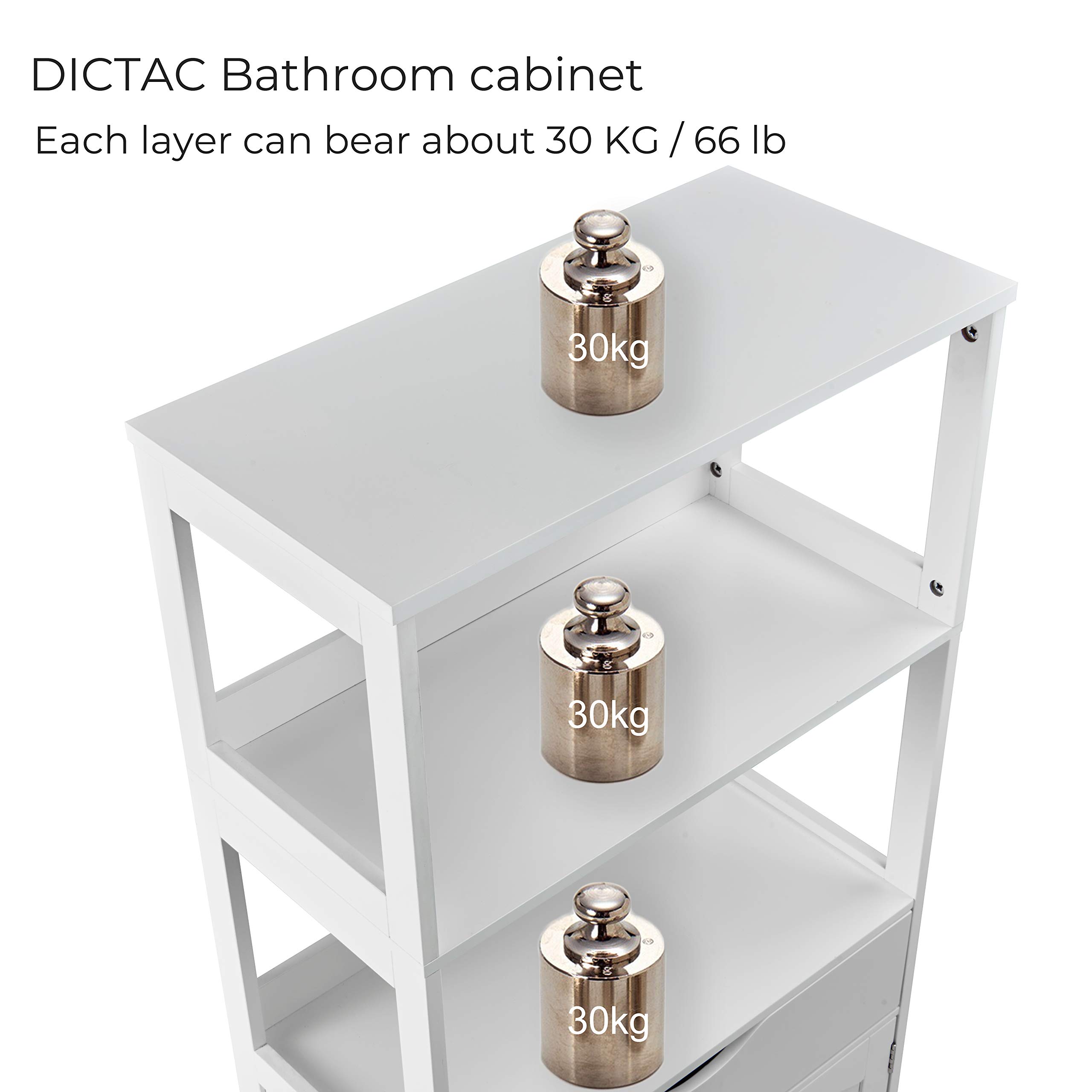 White Sideboard Storage Cabinet with 2 Open Shelves, 1 Drawer & Cupboard - Kitchen Pantry Organizer with Microwave Space, Freestanding Floor Cabinet for Bathroom, Living Room & Bedroom - Perfect for Home Storage, Bookshelf & Display Unit