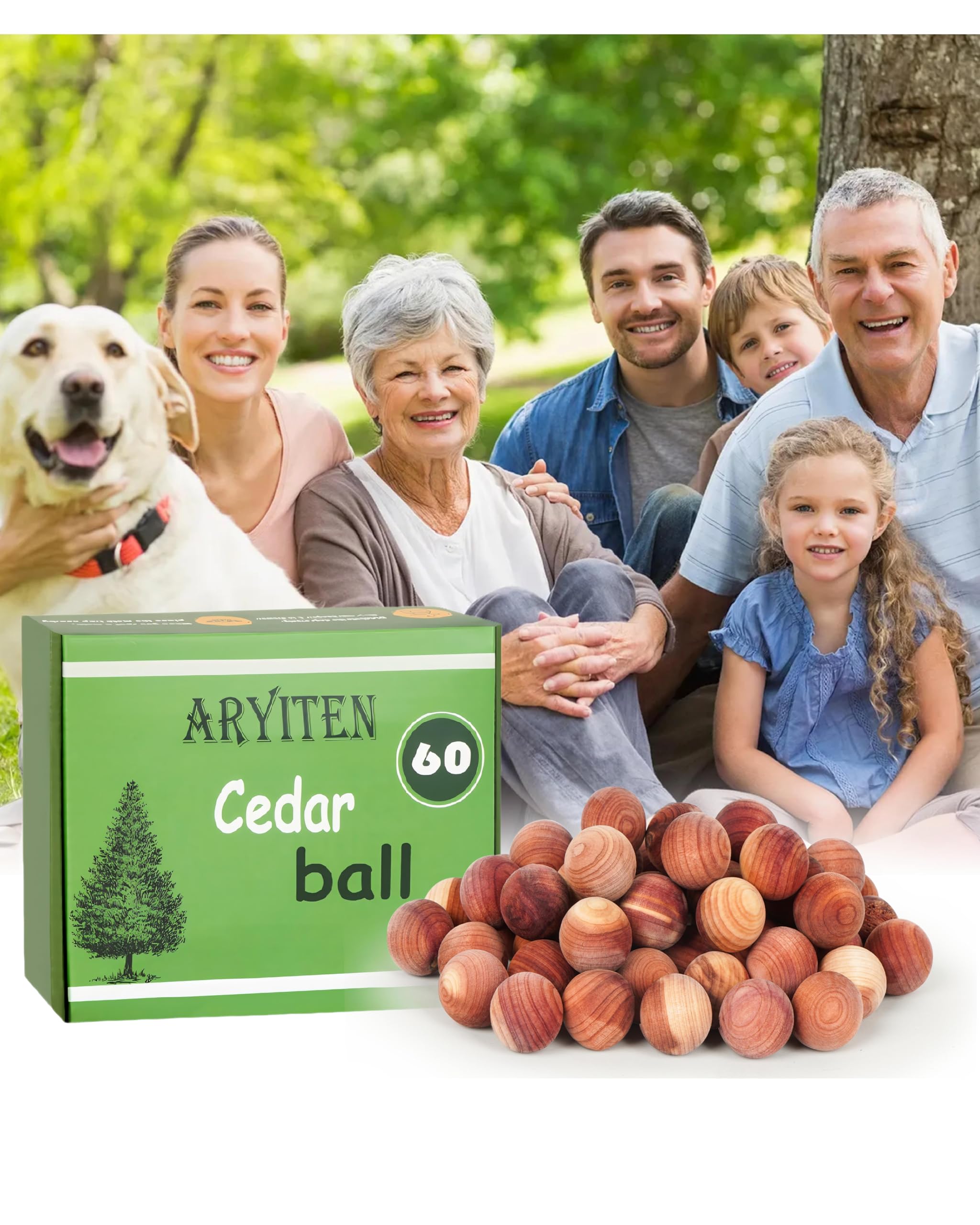 Natural Cedar Balls for Clothes Storage - 60 Pack Aromatic Cedar Wood Balls for Wardrobe, Kitchen, Closet & Drawer Freshener | Moth Repellent & Odor Eliminator for Home Organization & Laundry Care