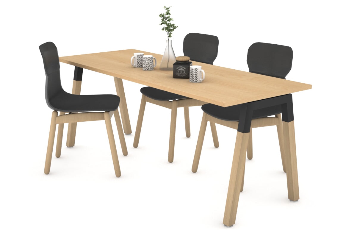 Solid Wood Quadro A Legs Table with Cross Beam - 1600L x 700W - Sturdy Dining Table for Home, Restaurant, and Office Use