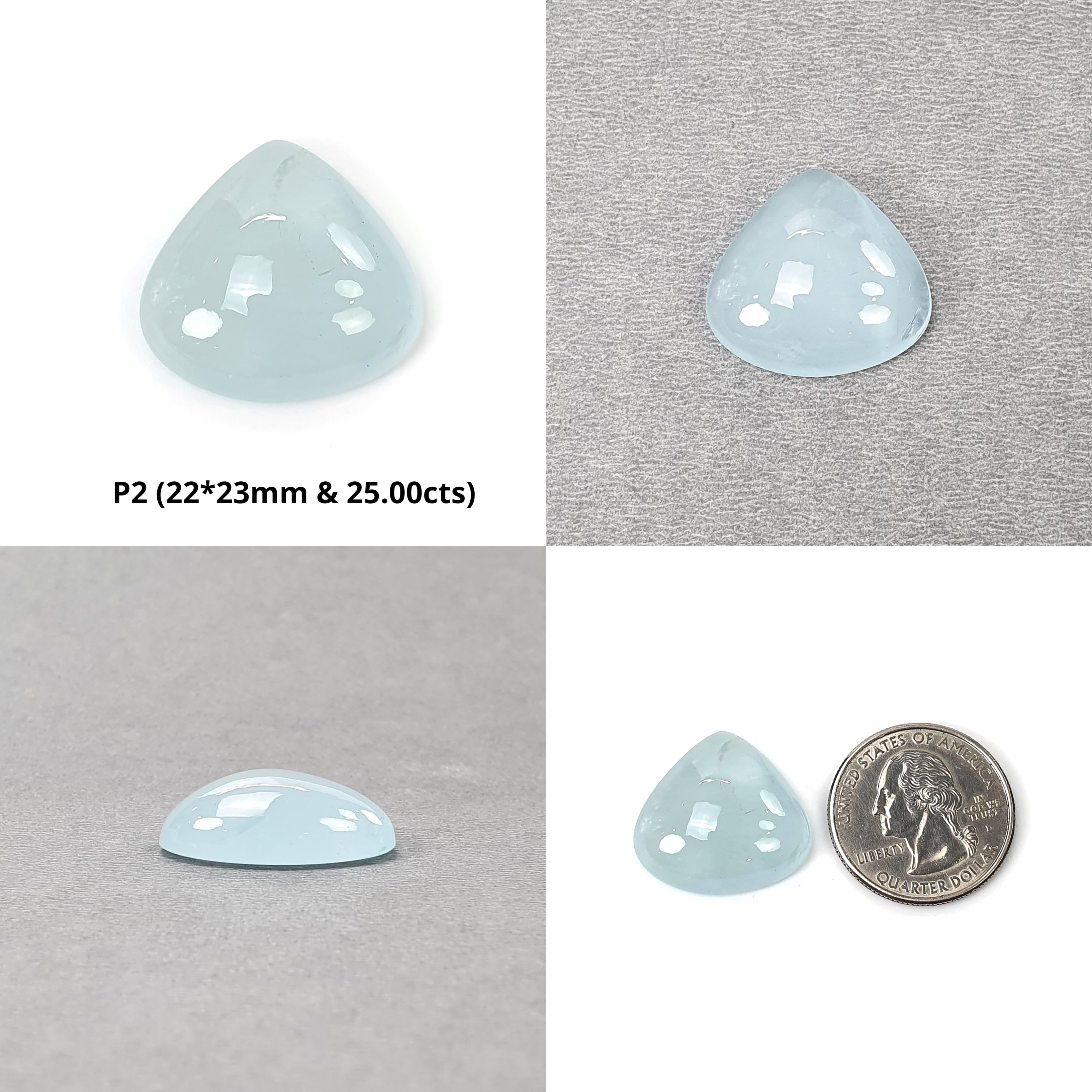 Natural Blue Aquamarine Gemstone Cabochon - Untreated Aquamarine Triangle & Pear Shape Stone (1pc) for Jewelry Making, Pendants & Healing Crystals