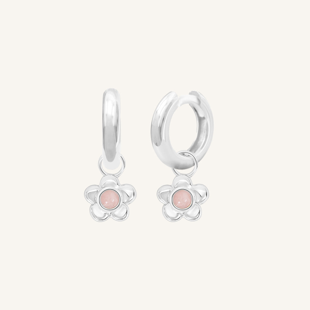 Blossom Charm Hoops Earrings for Women - Floral Dangle Earrings, Gold Plated Hypoallergenic Jewelry - Perfect for Weddings, Parties & Everyday Wear