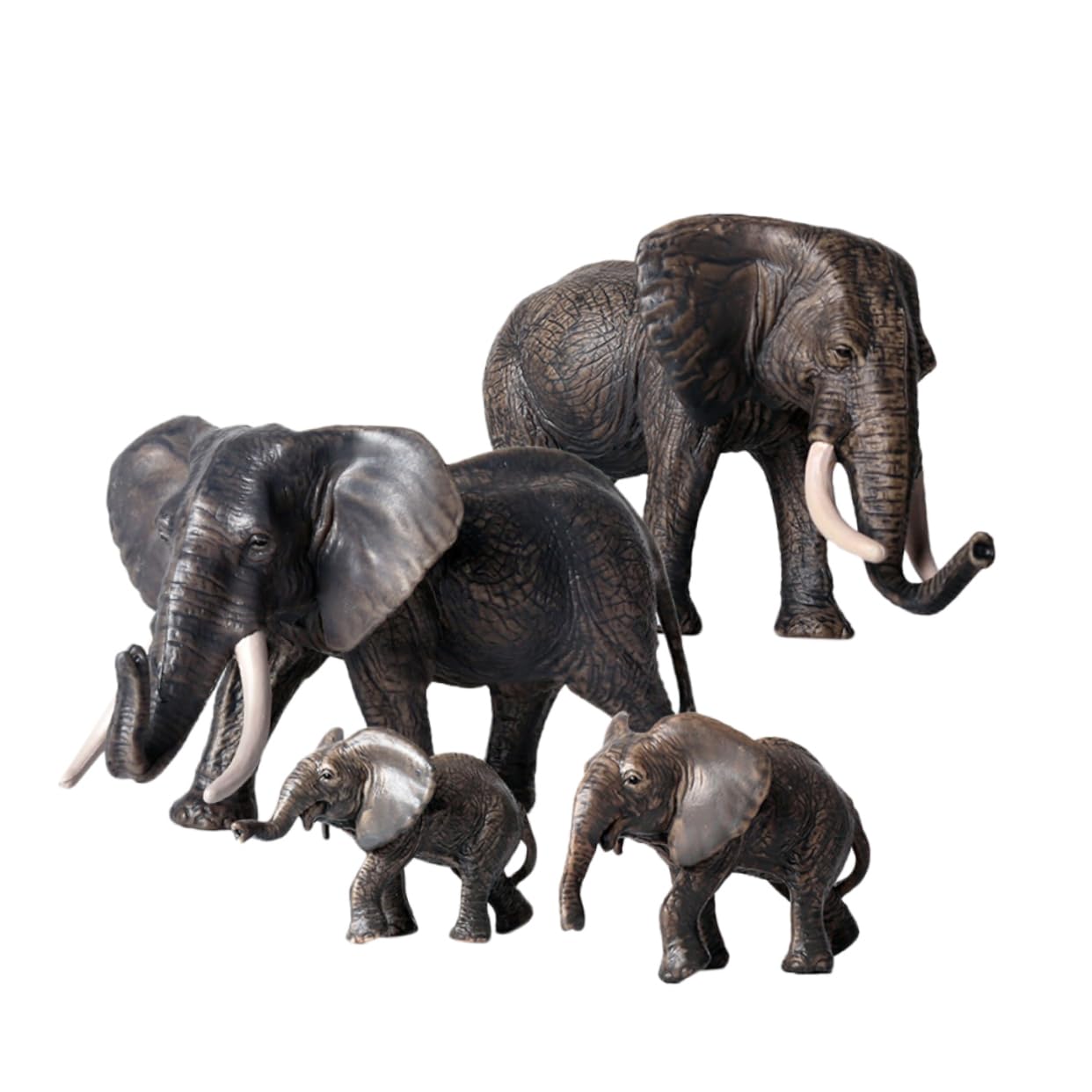 4pcs African Elephant Family Figurine Set - Realistic Baby & Mother Elephant Toys for Kids Boys Girls - Educational Animal Figures for Playtime, Learning & Nursery Decor