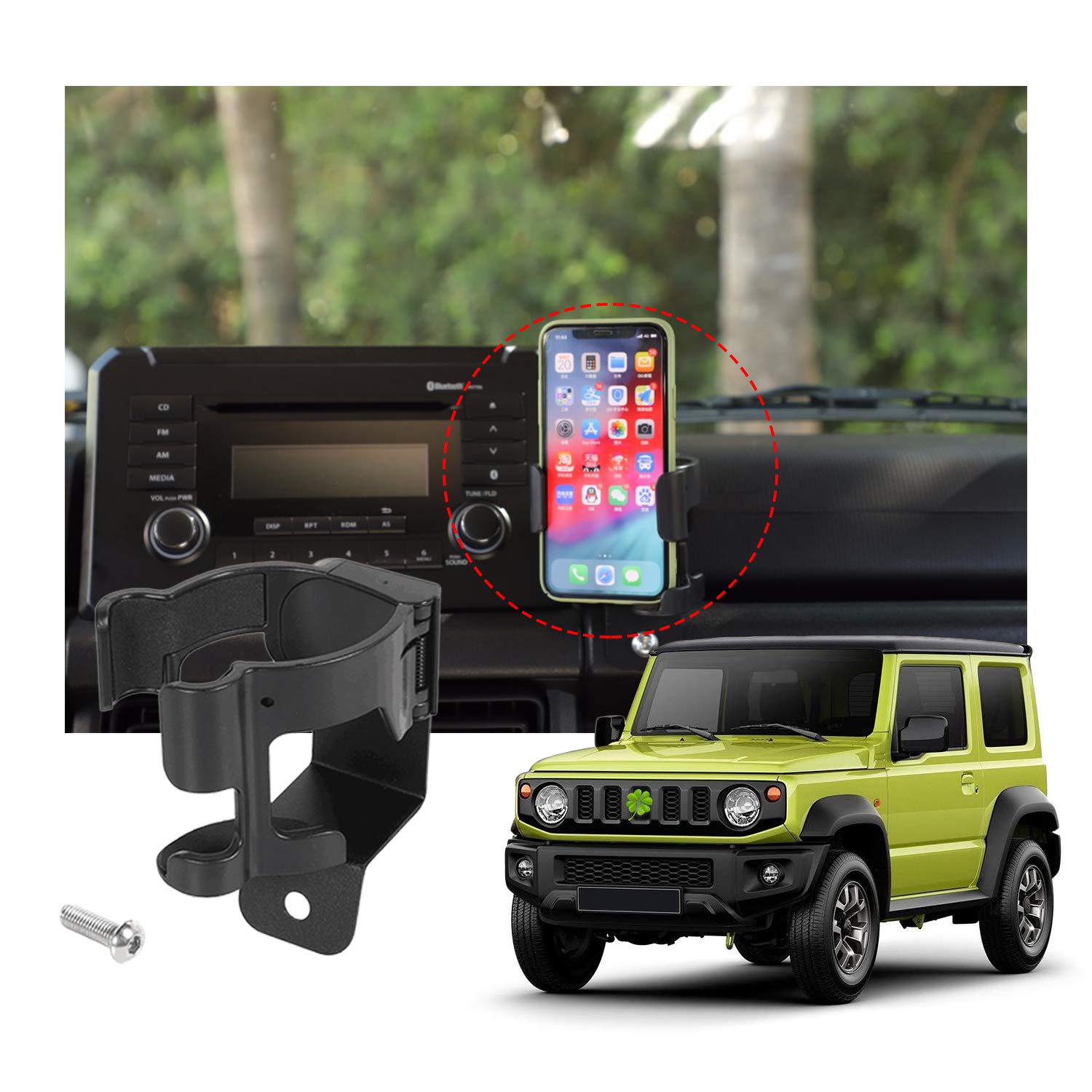 Universal Cup Holder Phone Mount for Suzuki Jimny JB64/JB74W (2019-2022) - Car Cup Phone Holder with Drink Stand - Black (1-Pack) | Perfect for Road Trips, Commuting & Hands-Free Navigation