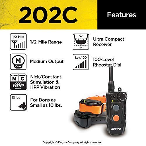 Waterproof Dogtra 202C Remote Training E-Collar - 1/2 Mile Range, One-Handed Operation for 2 Dogs | Includes Teacher's Pet Complete Kit with Clicker, Stainless Steel Lead & Hunting Dummy | Perfect for Obedience Training, Hunting & Outdoor Adventures
