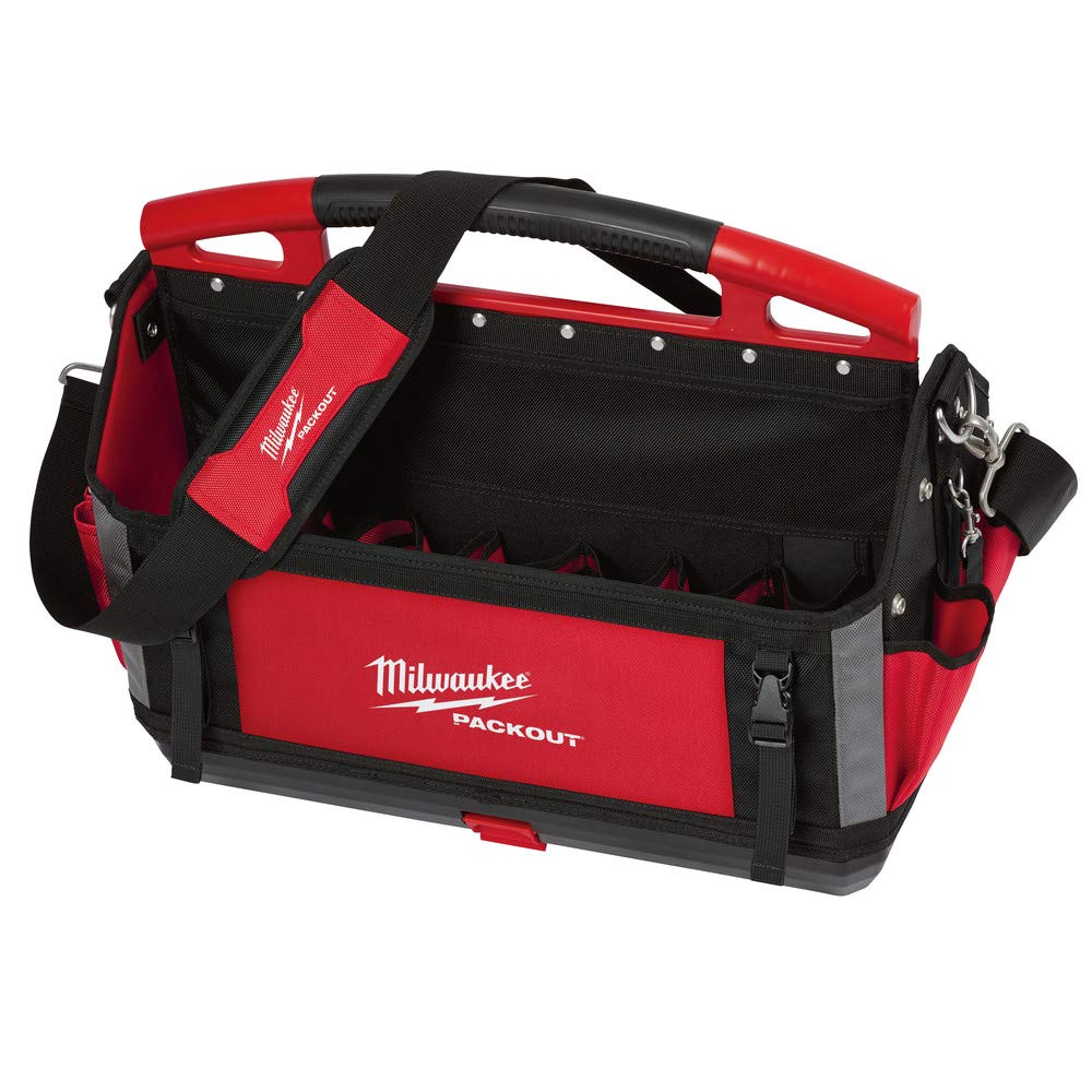 Milwaukee 48-22-8320 Packout 20-Inch Heavy Duty Storage Tote with Reinforced Handles - Waterproof Tool Organizer for Construction, Job Site & Garage Organization