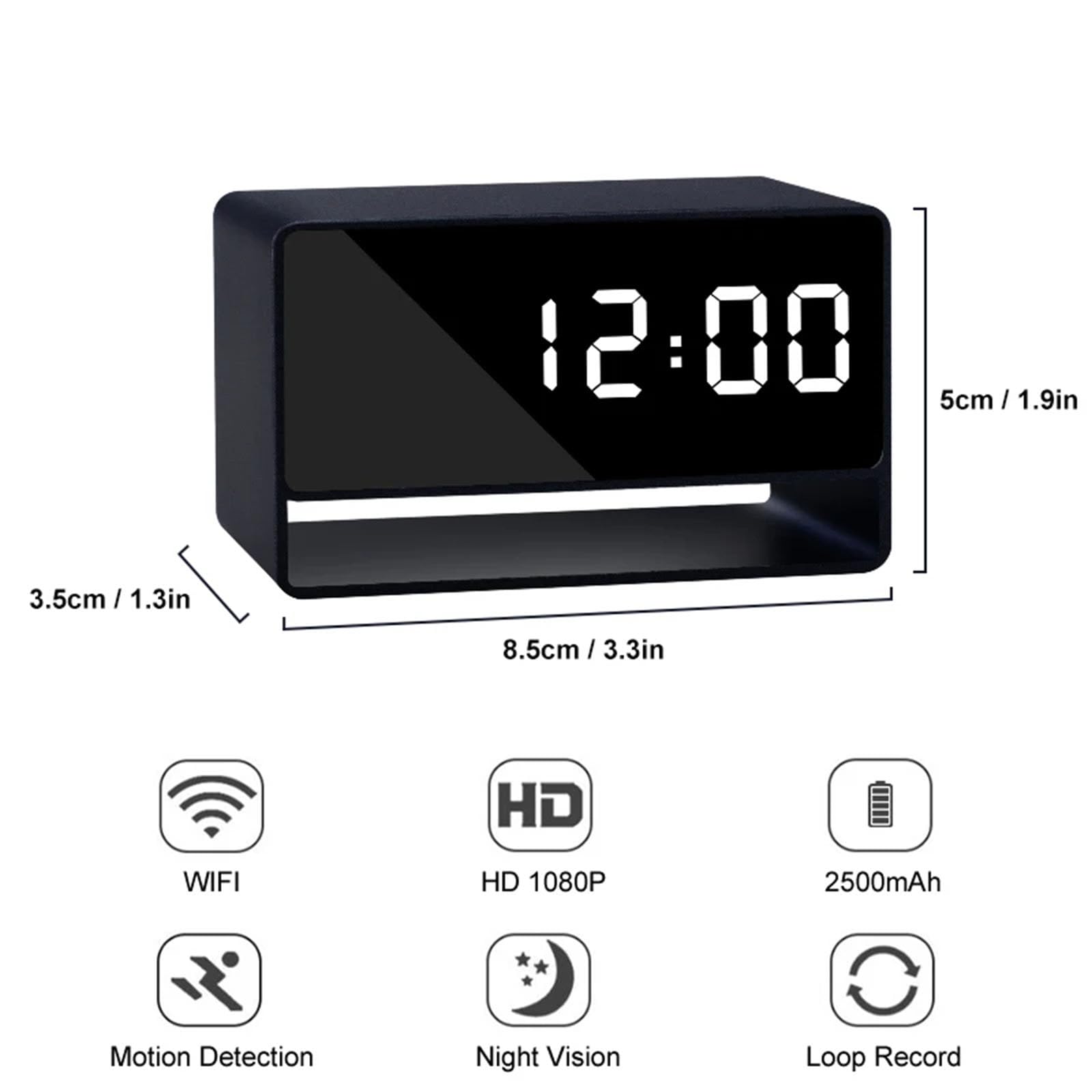 FKINGLRK Mini Clock Camera with Night Vision - Full HD 1080P WiFi Hidden Spy Camera, Motion Detection & Auto Loop Recording - Remote Monitoring via App - Perfect for Home Security, Office Surveillance & Baby Monitoring