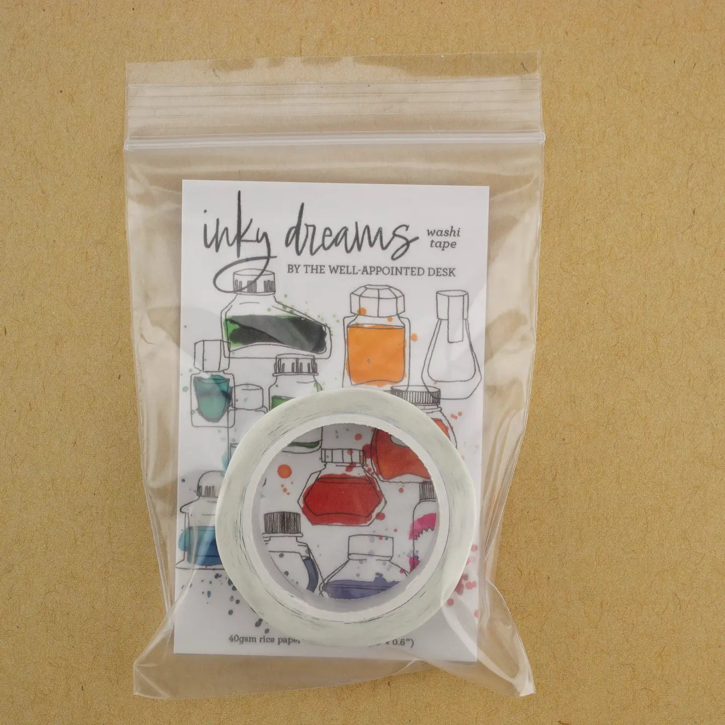 Inky Dreams Ink Bottle Washi Tape - Decorative Japanese Paper Tape for Scrapbooking, Journaling, DIY Crafts & Gift Wrapping